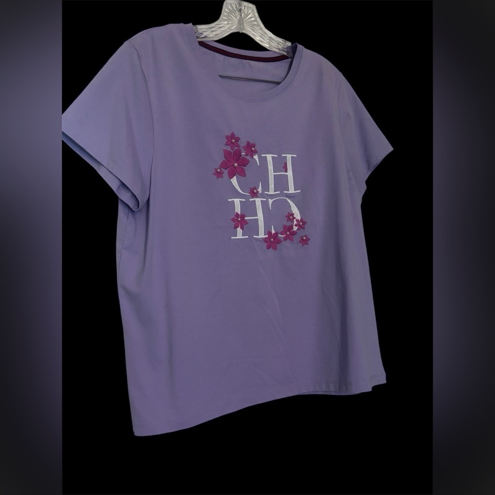Purple T-Shirt with Floral Design